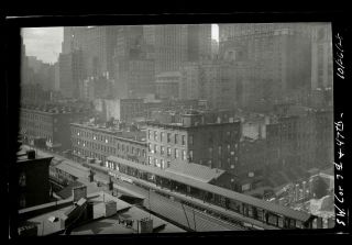 1928 L Railroad 3rd Ave 47th St Manhattan Nyc York Old Photo Negative S209
