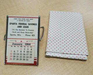1964 Vintage Sparta,  Wis Federal Savings And Loan Calendar Mirror