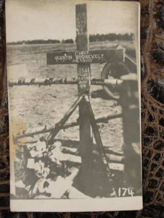 Rppc Ww1 Us Army Air Service Grave Of Quentin Roosevelt Franc 1918 Post Card