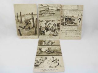 Ww1 Four Bruce Bairnsfather Bystander Series 4 Fragments From France Postcards