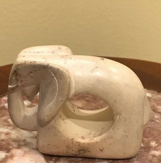 Hand Carved Soap Stone Elephant Napkin Ring - Miniature Sculpture