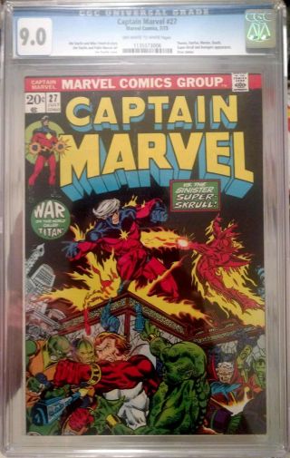 Captain Marvel 27 (7/1973,  Marvel) Cgc 9.  0 Off - White To White Pages 2nd Thanos