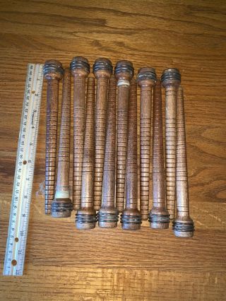 12 Vintage Wooden Textile Weaving Spools Industrial Bobbins
