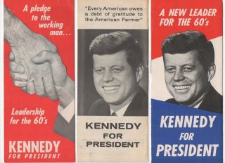 3 Jfk John F.  Kennedy For President Flyers 1960 Democratic Party