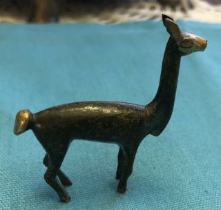 Vintage Cold Painted Brass Llama Figurine