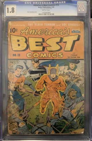America’s Best Comics 13 Cgc 1.  8 Alex Schomburg Classic War Cover (1945)