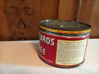 Vintage Hills Bros Brothers 1 LB Coffee Can Tin Advertising 2