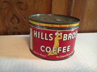 Vintage Hills Bros Brothers 1 LB Coffee Can Tin Advertising 3
