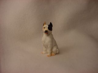 Pitbull White Puppy Dog Figurine Resin Handpainted Miniature Pit Bull Small Mini