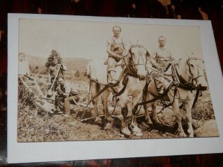Liberty Me - Old Real - Photo Postcard - Men On Work Horses - Farming - Plowing