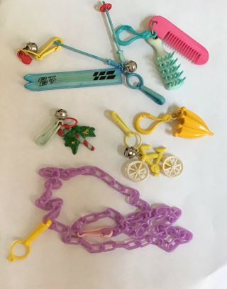 Retro 80’s Plastic Charm Bell Clip Necklace With Charms