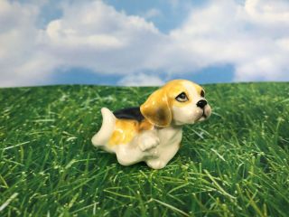 Vintage Bone China Beagle Puppy Made In Japan Miniature 2j