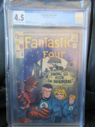 Marvel Fantastic Four 45 (1965) Cgc 4.  5 1st App.  Lockjaw & The Inhumans Kirby