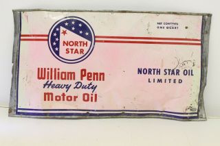 North Star Motor Oil 1 Quart William Penn Flattened Tin Can Advertising T4