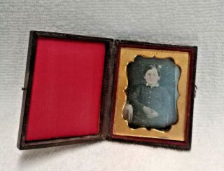 Vintage 1/9 Plate Daguerreotype Photographic Image Of Young Boy