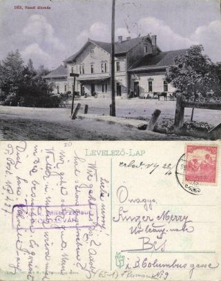Romania,  Dej DÉs Desch,  Vasuti Állomás,  Railway Station (1917) Postcard