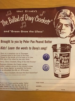VTG Walt Disney Ballad Of Davy Crockett 78rpm Peter Pan Peanut Butter 2