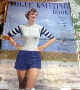 Rare Vtg 1950s Vogue Knitting Book 1950 50 Designs To Knit Hats Dresses Stoles
