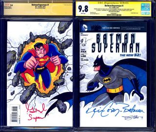 Batman Superman 1 Blank Cgc Ss 9.  8 Signed X3 Justus Sketch Kevin Conroy Newbern