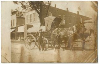 Standard Oil Company Horse Drawn Delivery Wagon Rppc Real Photo C.  1910