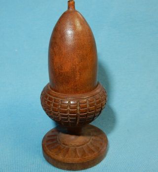 Antique Victorian Wooden Sewing Thimble Holder - Acorn Form - Treen