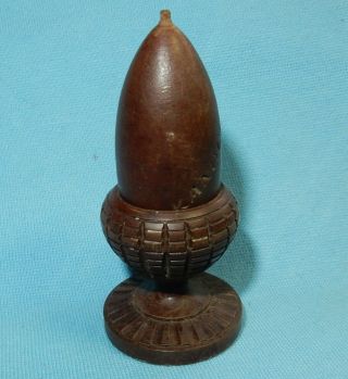 Antique Wooden Sewing Thimble Holder - Acorn Form - Treen Kandersteg Scout