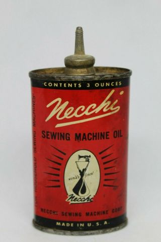 Vintage Necchi Sewing Machine Oil Metal Bottle