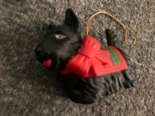 Vintage Black Scotty Dog Christmas Tree Ornament Euc