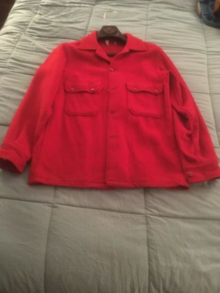 Bsa Mens Official Jacket Red Wool Adult Small Vintage Usa Shirt