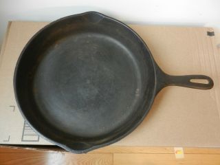 Cast Iron Skillet No.  10 C 11 3/4 " Made In U.  S.  A.  Unmarked Wagner Spouts