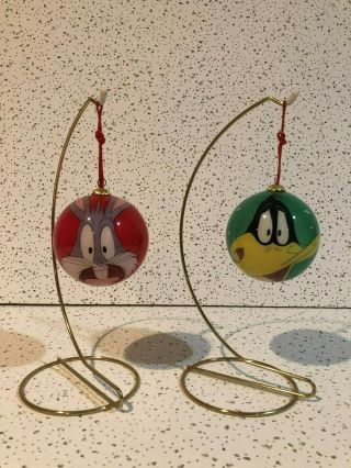 Daffy Duck And Bugs Bunny Handpainted Glass Ball Christmas Ornament