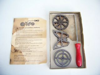 Rosette Waffle Timbale Iron Molds Set Of 3 Germany Made Circle Butterfly Flower