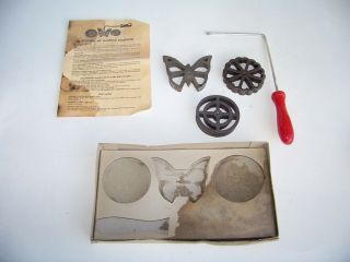 Rosette Waffle Timbale Iron Molds Set of 3 Germany Made Circle Butterfly Flower 2