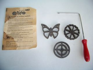 Rosette Waffle Timbale Iron Molds Set of 3 Germany Made Circle Butterfly Flower 3