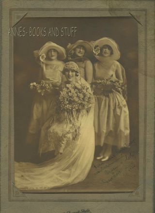The Riverside Studio York N.  Y.  1926 Bride Bridesmaids Hats Flowers Message