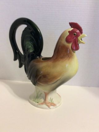 Eddie Bauer Ceramic Rooster / Chicken Pitcher Barnyard Ceramic Rooster Pitcher