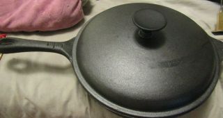 Frying Pan With Lid Cast Iron 10 1/2 Round 3 " Deep No Name Under It