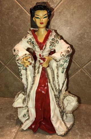 Vintage Kathi Urbach Asian Woman and Man with Sword - Figurine Pair Set 3