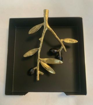 Michael Aram Cocktail Napkin Holder Gold Olive Branch Stainless