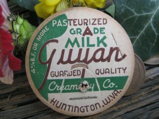 Guyan Creamery Co.  Milk Cap - Huntington,  W.  Va.  West Virginia Lid Cabell Wayne