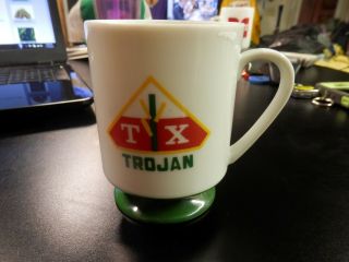 Vintage Trojan Tx Seed Corn Ceramic Coffee Mug Green Pedestal