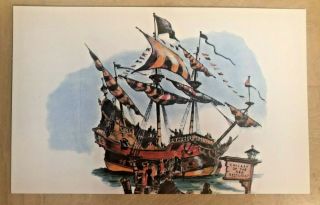 1955 / 1950s Disneyland Postcard,  Pirate Ship Concept Art,  P11890