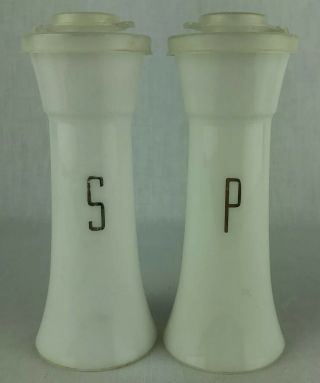 Vintage Tupperware Salt & Pepper Shakers Silver And White Hourglass Set 6”