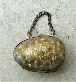 C1890 Brass Egg Shaped Chatelaine Thimble Holder Vintage Antique