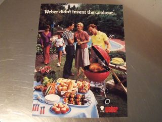 1985 Weber Kettle Barbeque Fold Out Brochure Palatine Illinois Usa
