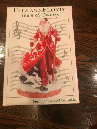 Fitz And Floyd Town & Country Santa Claus Figurine With Woodland Animals 2007