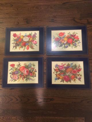 Set Of 4 Pimpernel Placemats Dinner Size Floral Cork - Backed Made In England