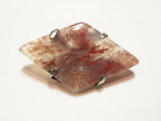 Rare Early Studio Gemstone Brewster Co Tx Red Moss Agate Silvered Mount