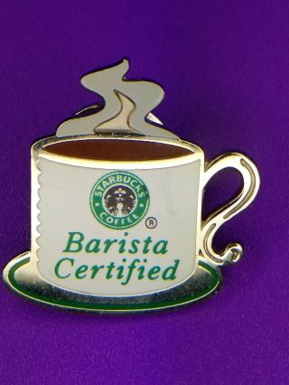 Vintage Starbucks Old Style Logo Certified Barista Enamel Pin Back Hat Pin