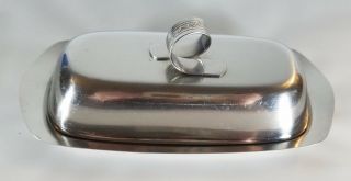 Vintage Gense Sweden Stainless Steel Butter Dish With Glass Butter Tray